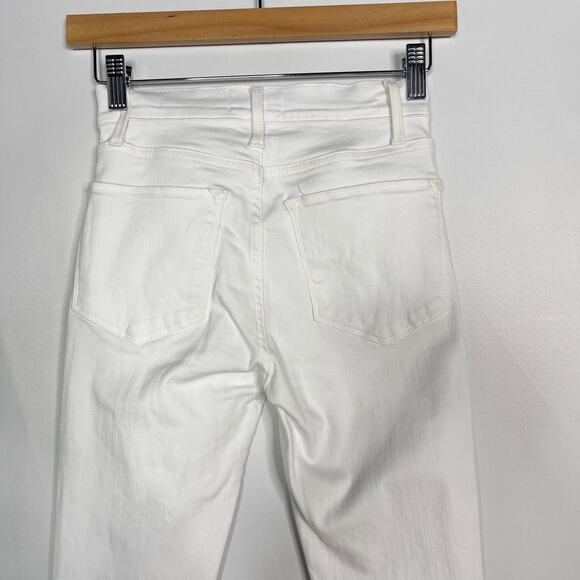 Frame Womens 24 White Blanc Le High Skinny Jeans Fray Hem Cotton Stretch Denim - Picture 6 of 11